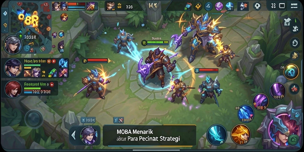 Tangkapan layar menampilkan pertempuran seru dalam game MOBA 888R.