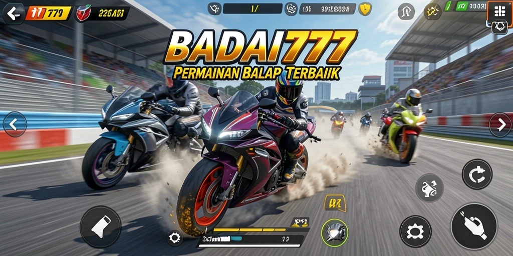 Tampilan gameplay seru di <strong>BADAI777</strong> dengan balapan yang mendebarkan.