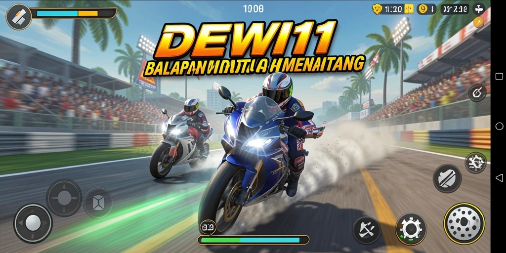 Tampilan gameplay menegangkan di sirkuit balap motor.