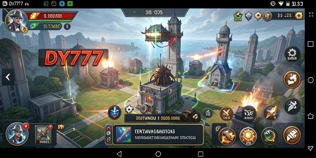 Screenshot gameplay menakjubkan dari DY777 yang menunjukkan pertahanan menara yang strategis.
