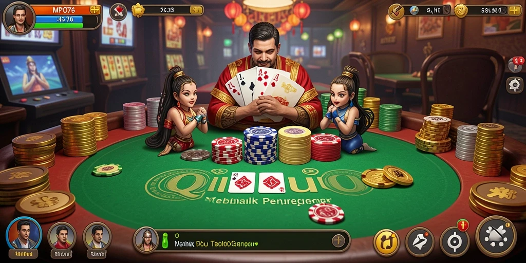 Screenshot gameplay MPO76 menunjukkan aksi seru dalam permainan QiuQiu.