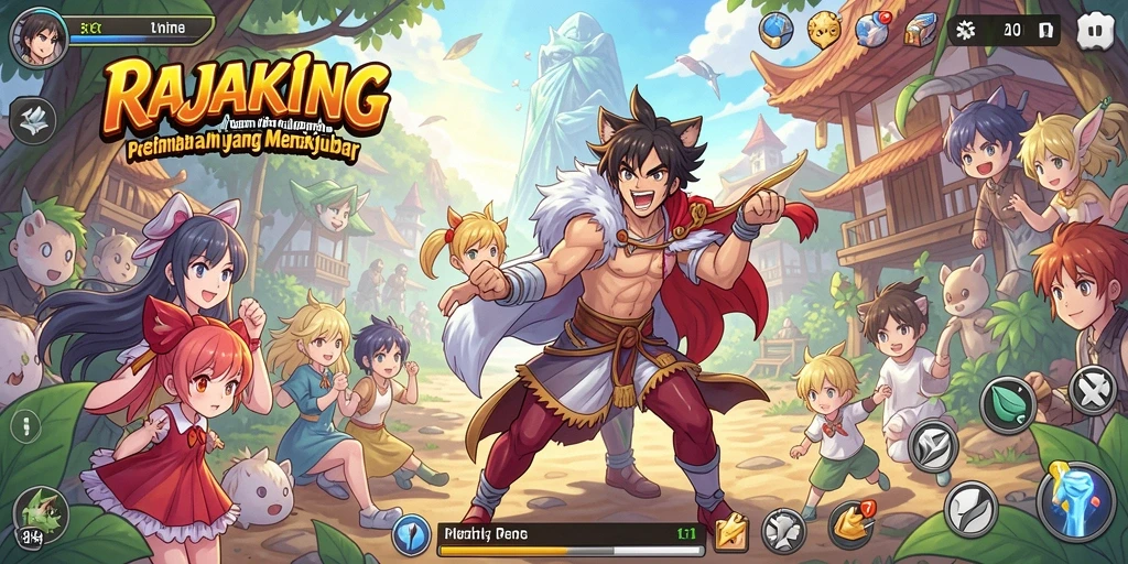 Tampilan gameplay RAJAKING dengan aksi seru di dunia Anime.