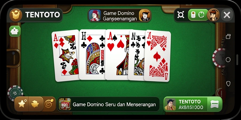 Tangkapan layar menunjukkan gameplay seru TENTOTO dengan domino.